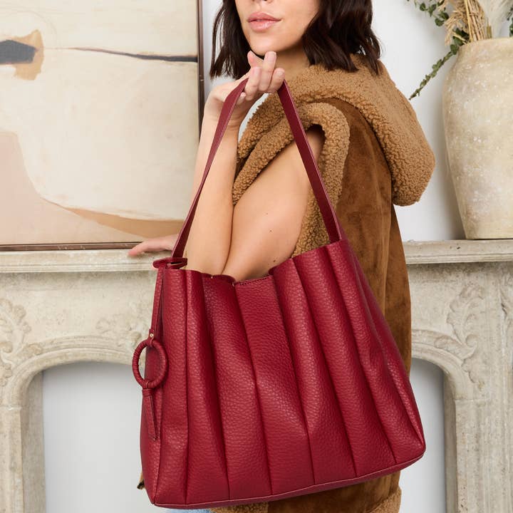 Jen & Co. - Wholesale Satchel - Women's - M2574 Josie Pleated Satchel w/ Ring Tassel