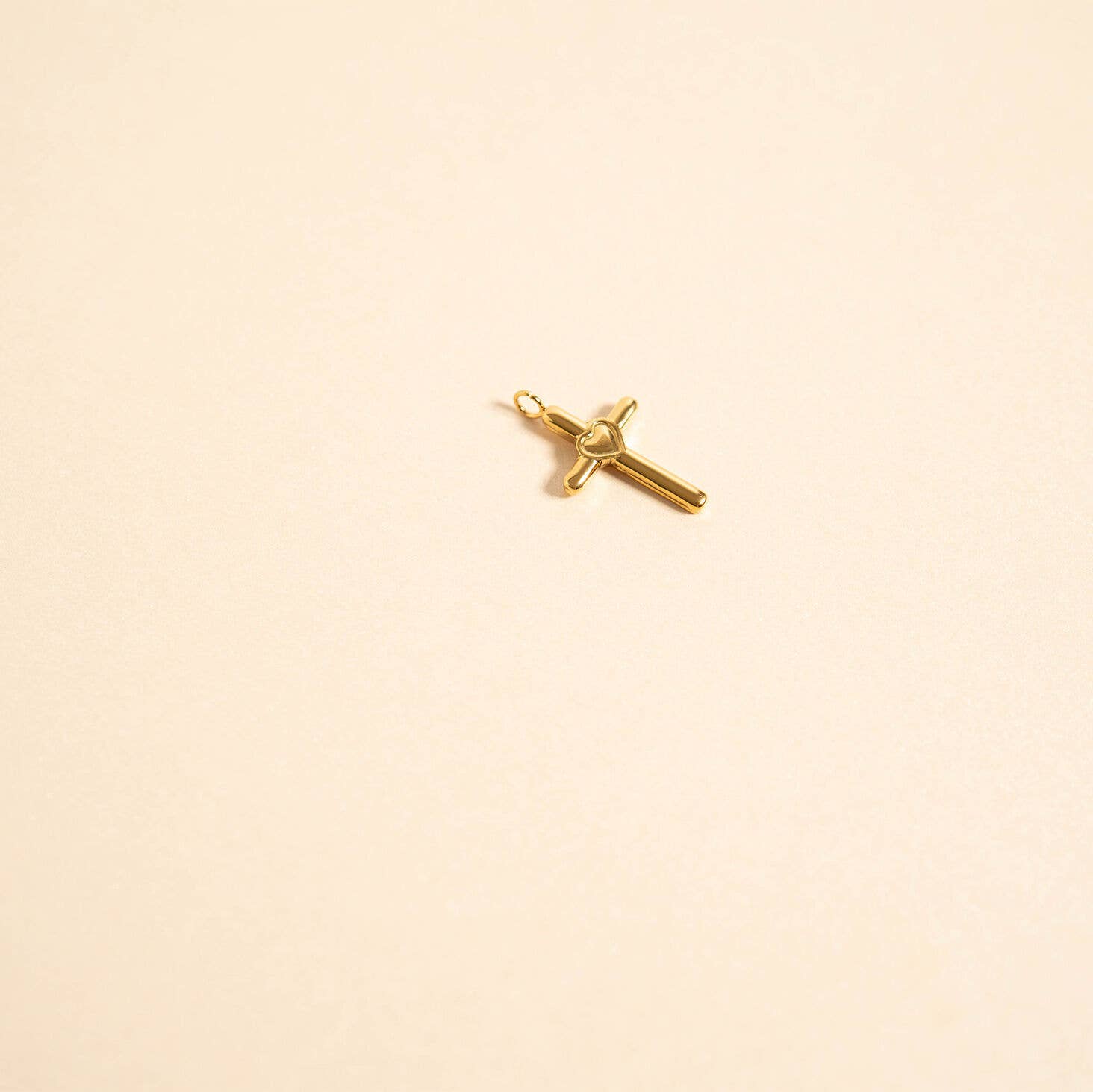 WJW - Wholesale Individual Charm/Pendant - 18K Gold PVD Stainless Steel Heart in Cross Charm9