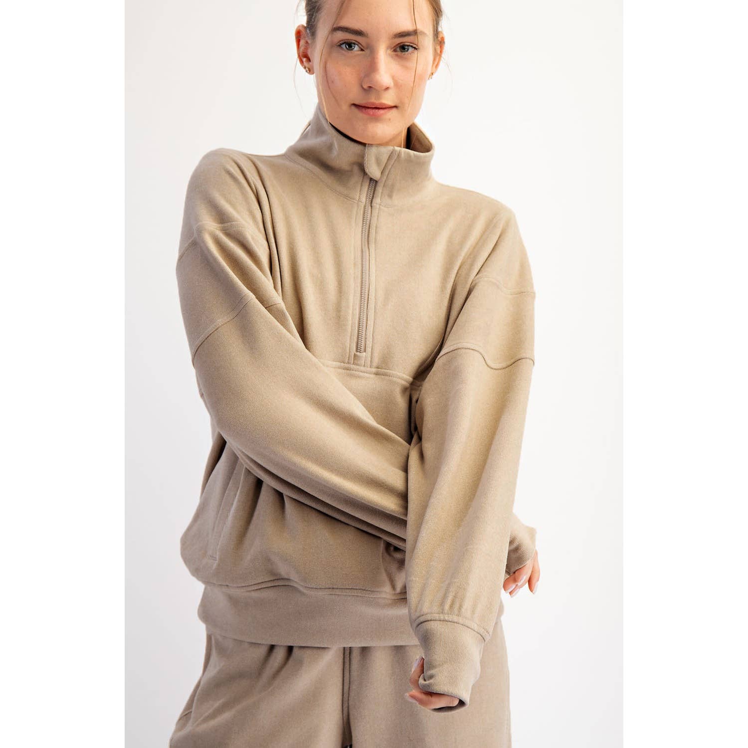 Rae Mode - Wholesale Lounge Top - Women's - BRUSHED RIB QUARTER ZIP PULLOVER6