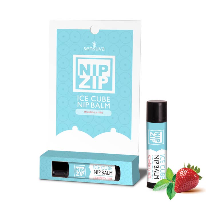 Nip Zip Ice Cube Nipple Balm Strawberry Mint Tube Carded for wholesale by Sensuva