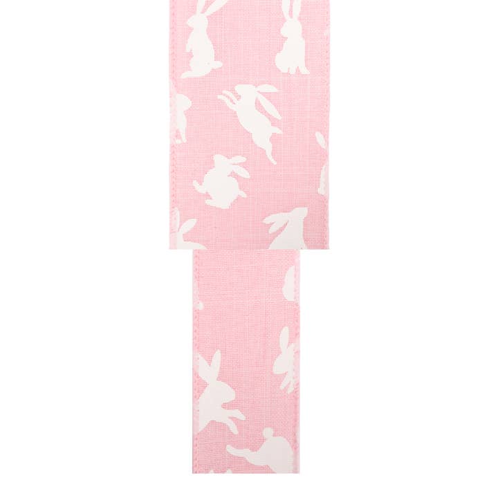 LA Ribbons Wholesale - Wholesale Ribbon – Gift wrapping - Wired Ribbon | Pink w/ White All Over Bunny | 10 Yard Roll5