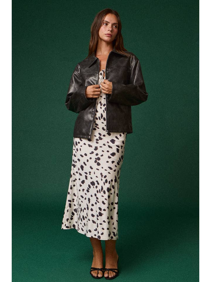 BLACK PJ19044-1 - Oversized Faux Leather Jacket for wholesale on Faire12