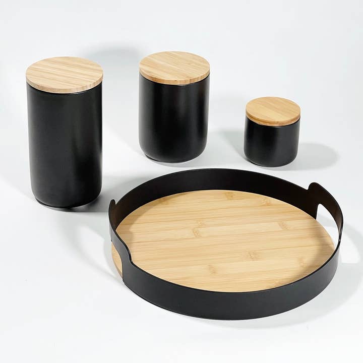 MMEP. - Wholesale Jar - Ceramic Cylinder Storage Jar With Wood Lid2