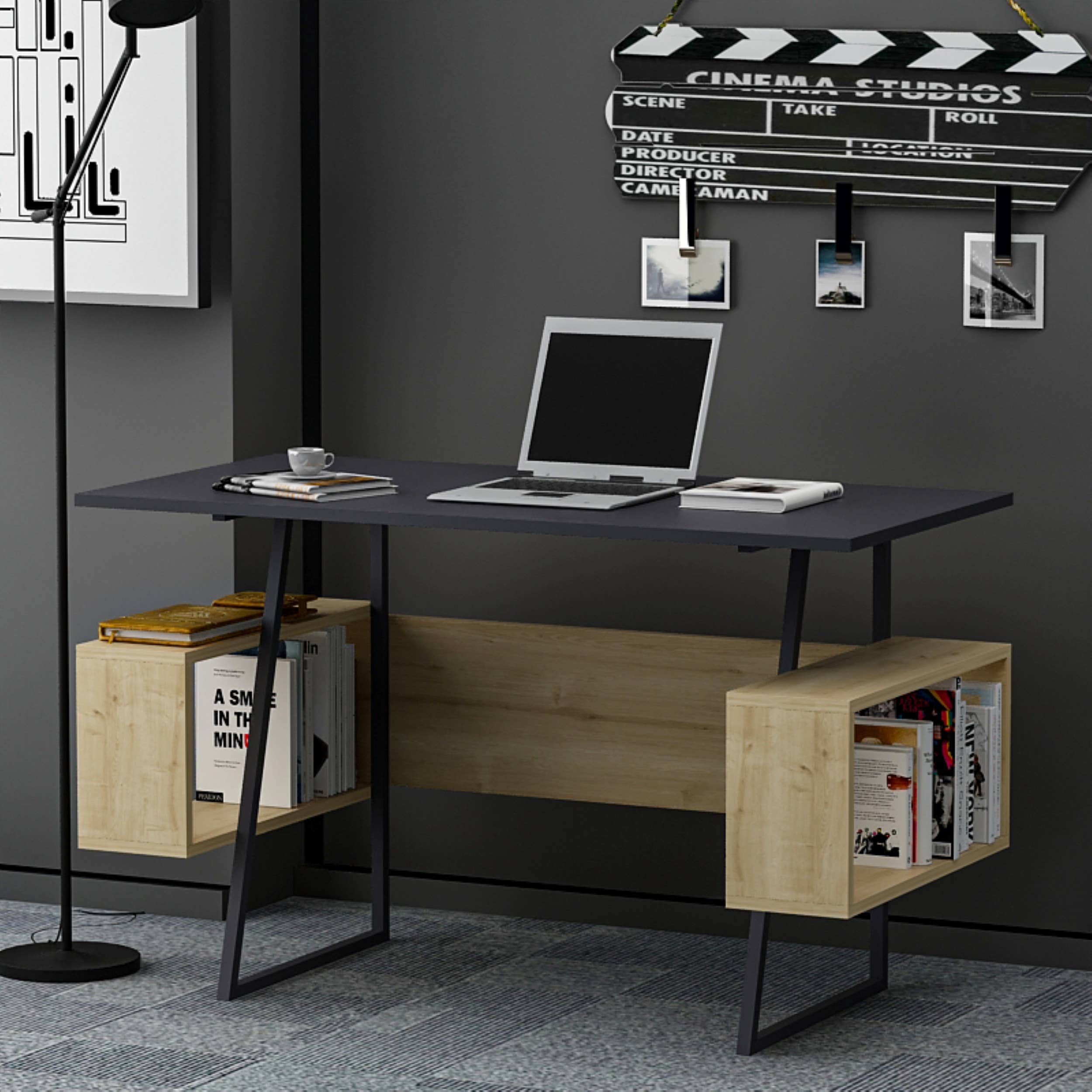 P&W Design - Venta al por mayor Juegos de escritorio - Escritorio de estudio P&W con estantes para ordenador portátil10