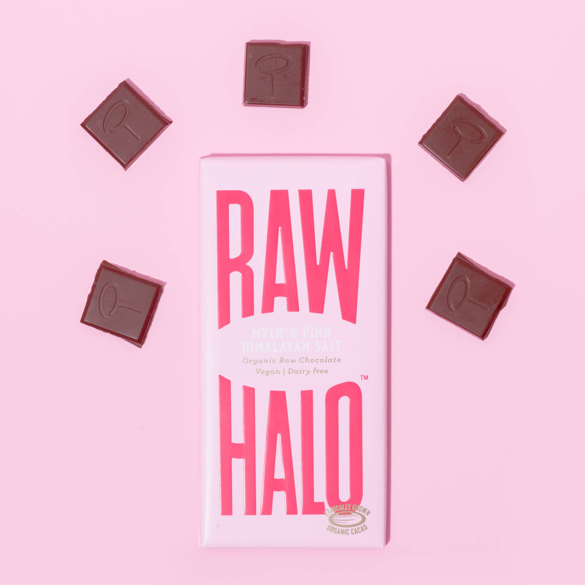 Raw Halo – wholesale Chocolate bar – Mylk & Pink Himalayan Salt Organic Vegan Chocolate 70g1