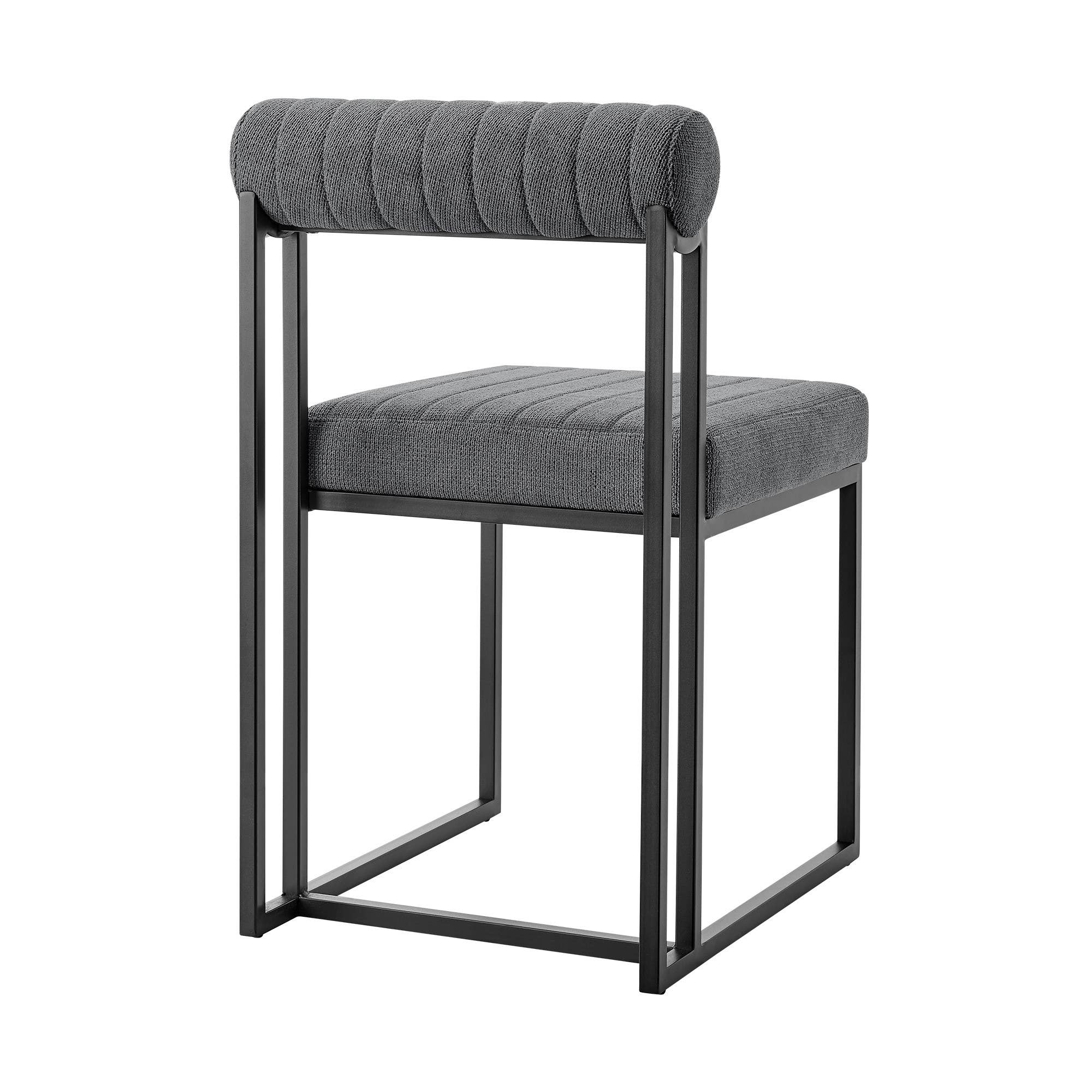HomeRoots - Wholesale Chair - Set of Two Gray And Black Upholstered Polyester Open Back Dining Side Chairs4