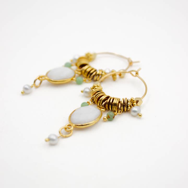 Stone hoop earrings - EVE for wholesale by L'Atelier des Dames