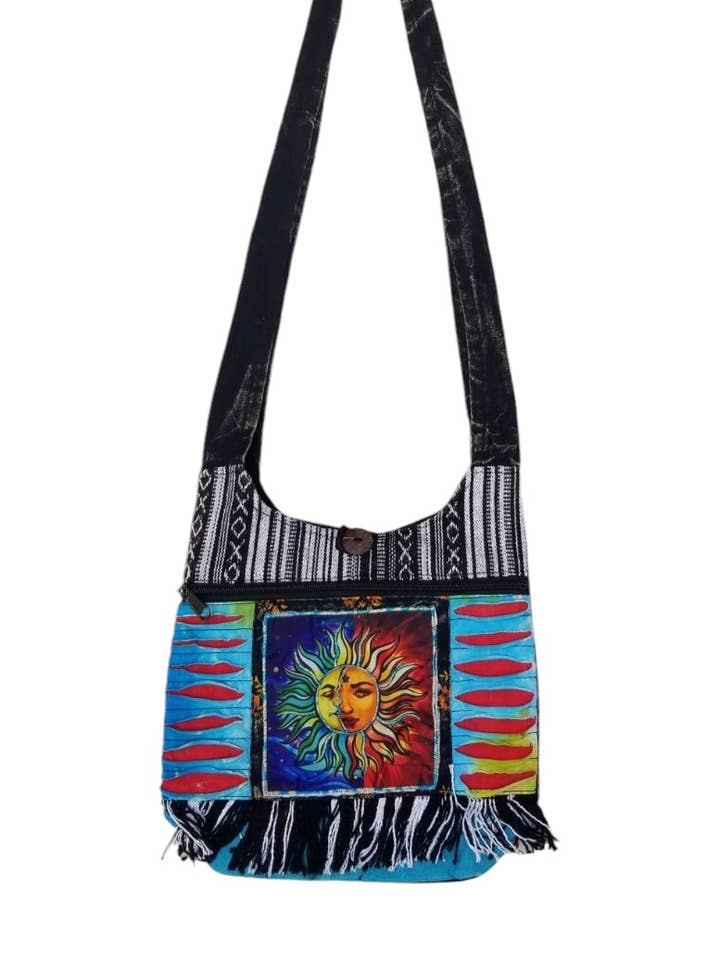 Cotton Rainbow Sun Moon Zip Mini Bag KFC2781 for wholesale by Rising International Inc