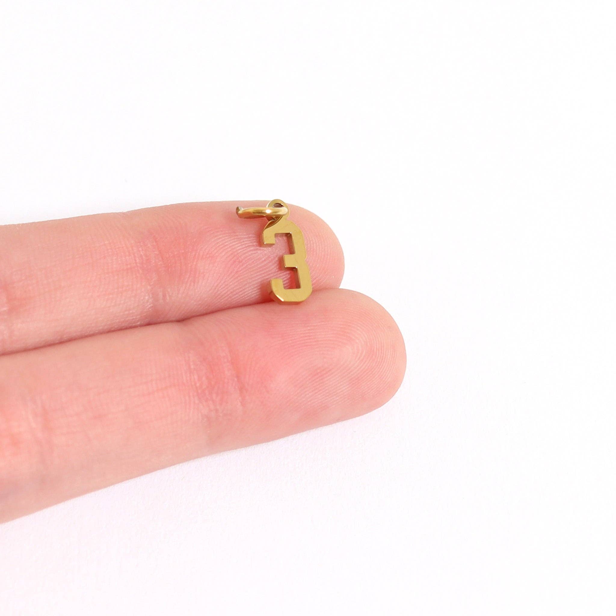 WJW - Wholesale Individual Charm/Pendant - 18K Gold PVD Stainless Steel Small Number Charm1