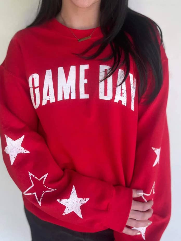 Game Day Star Sleeve Crewneck for wholesale by JAR Co