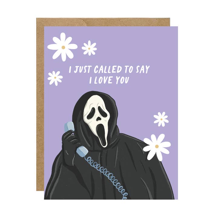 Je viens d'appeler pour te dire que je t'aime - Carte de culture pop fantôme cri effrayant pour la vente par Simple Whimsy