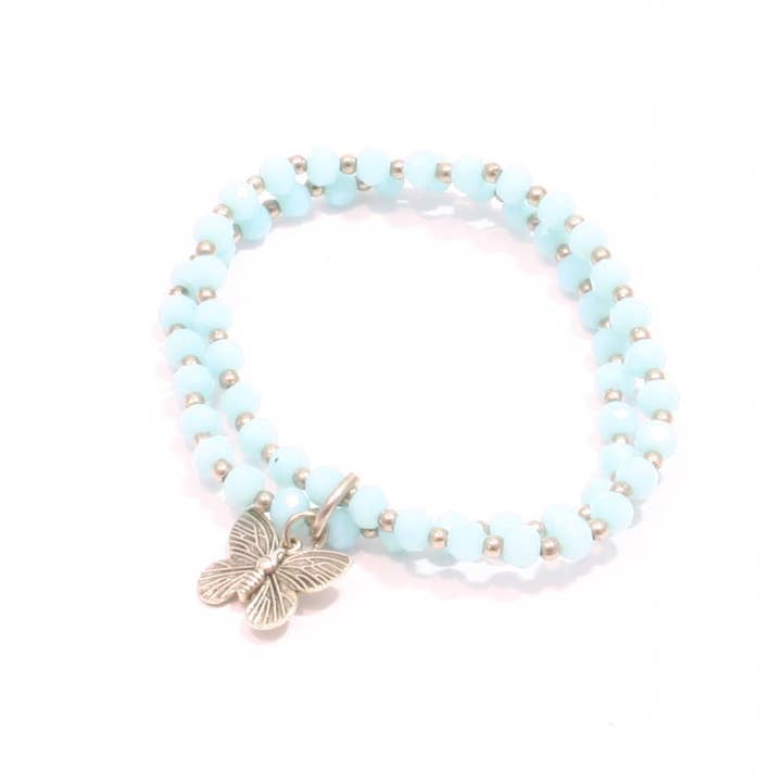 Suzie Blue Canada - Wholesale Charm/Dangle Bracelet - Double Strand Crystal Bracelet With Butterfly Charm