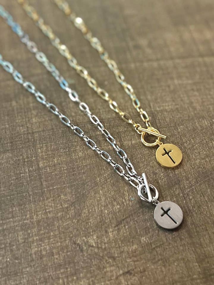 Stainless Steel Toggle Cross Necklace for wholesale by Briano Wholesale