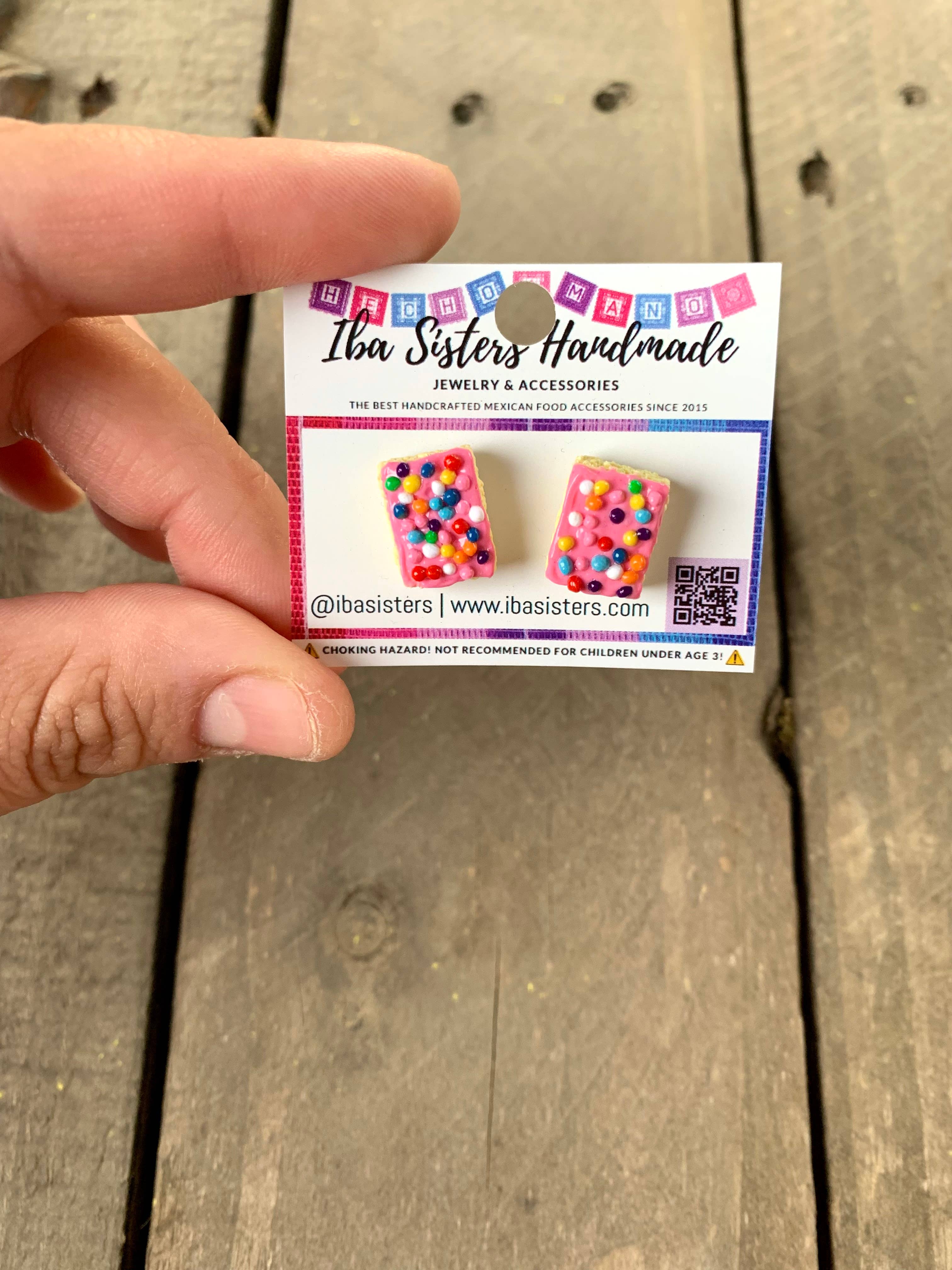 Iba Sisters – wholesale Stud/post earrings – Pan Dulce- Cortadillo/ Sprinkle Cake Stud Earrings