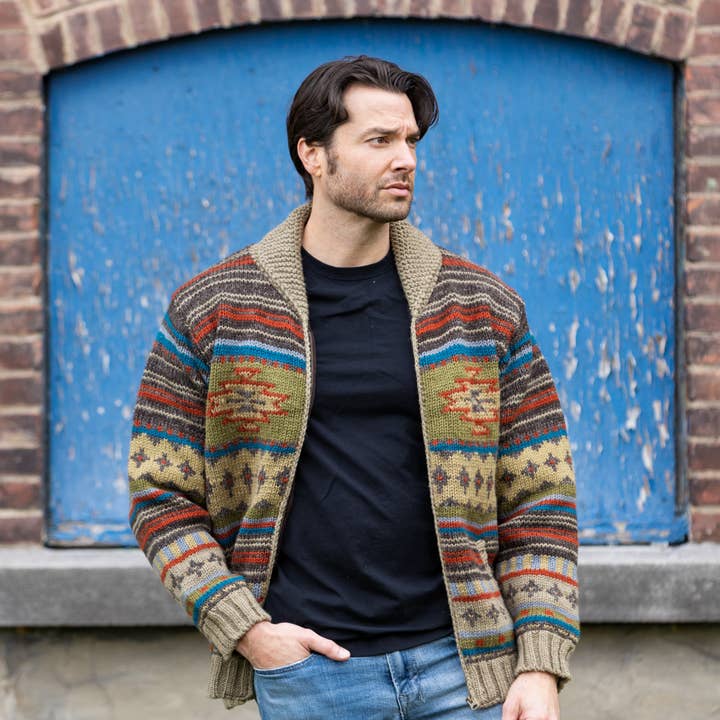 Lost Horizons Knitwear - Wholesale Knit Sweater - Men's - Mateo Wool Sweater – Southwestern Knit Zip Cardigan4