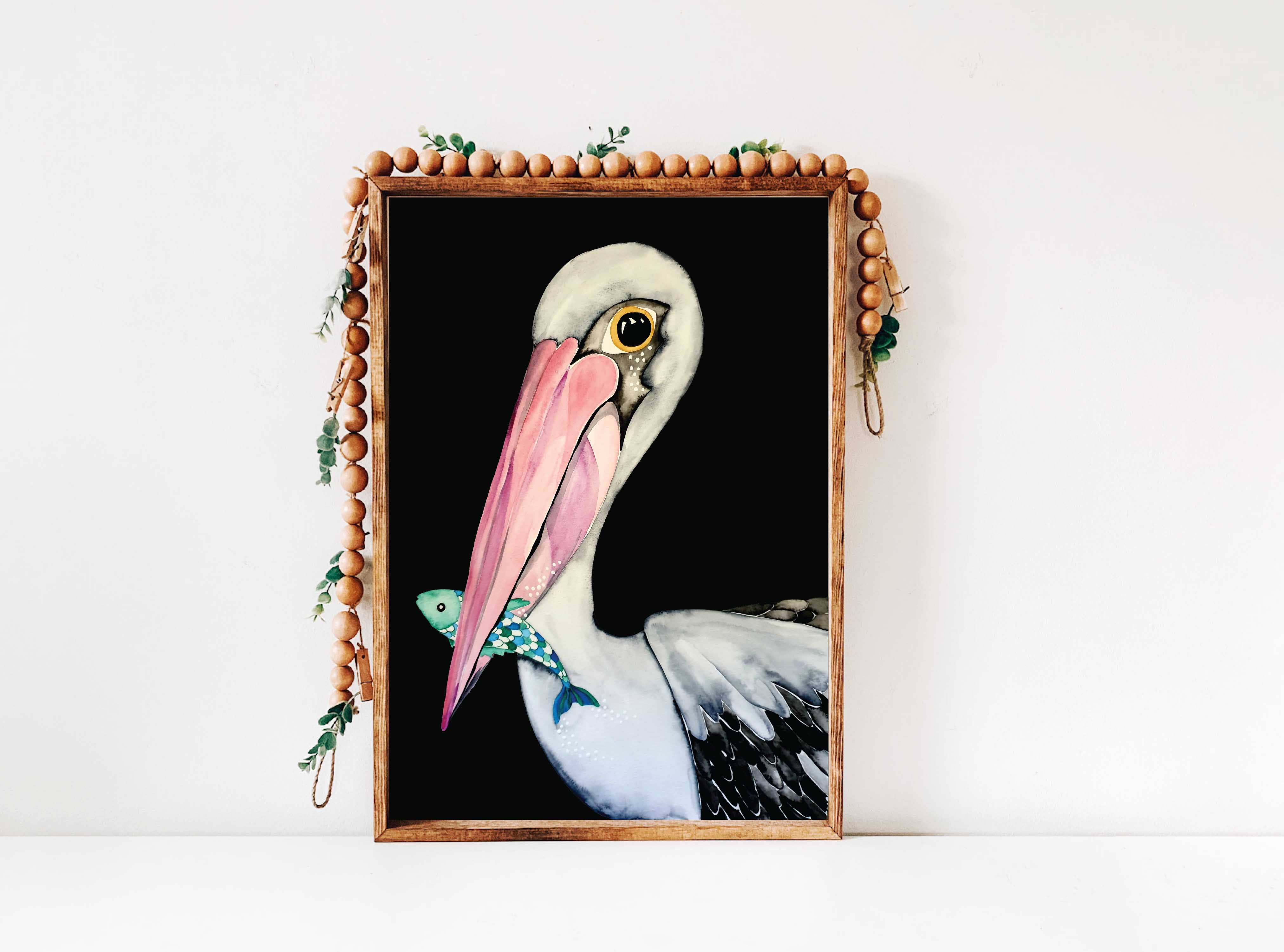 Black Background Art Print - Pelican for wholesale on Faire1