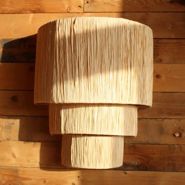 Moroccam raffia sconce shade, hand woven raffia Sconce for wholesale by Berberparadise
