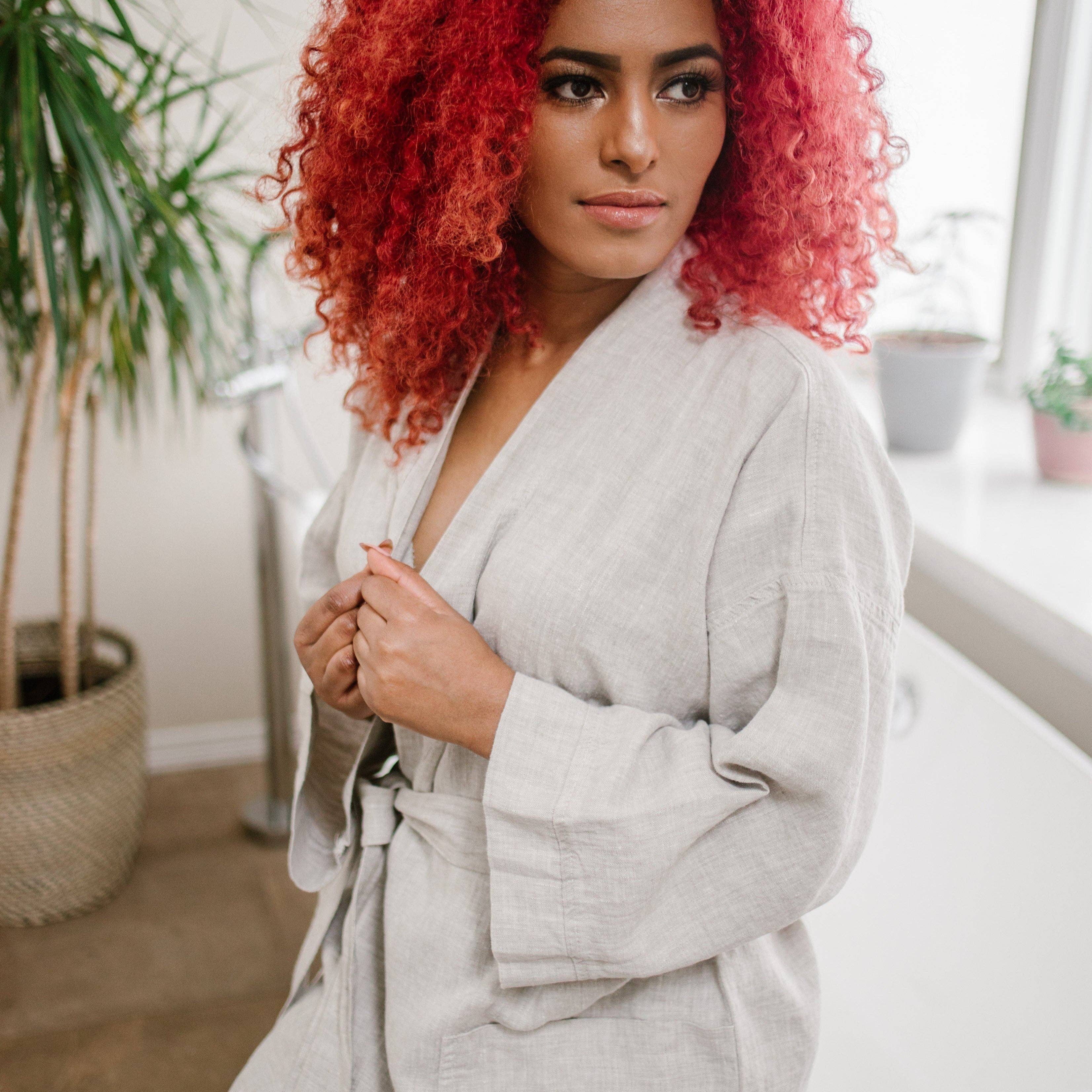 Beflax Linen - Vente Peignoir – unisexe - Peignoir en lin style kimono unisexe8