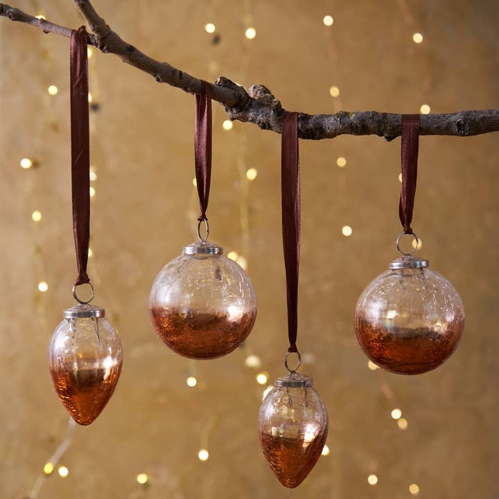 Rose Gold Glass Christmas Bauble Set for wholesale by Mytri Designs