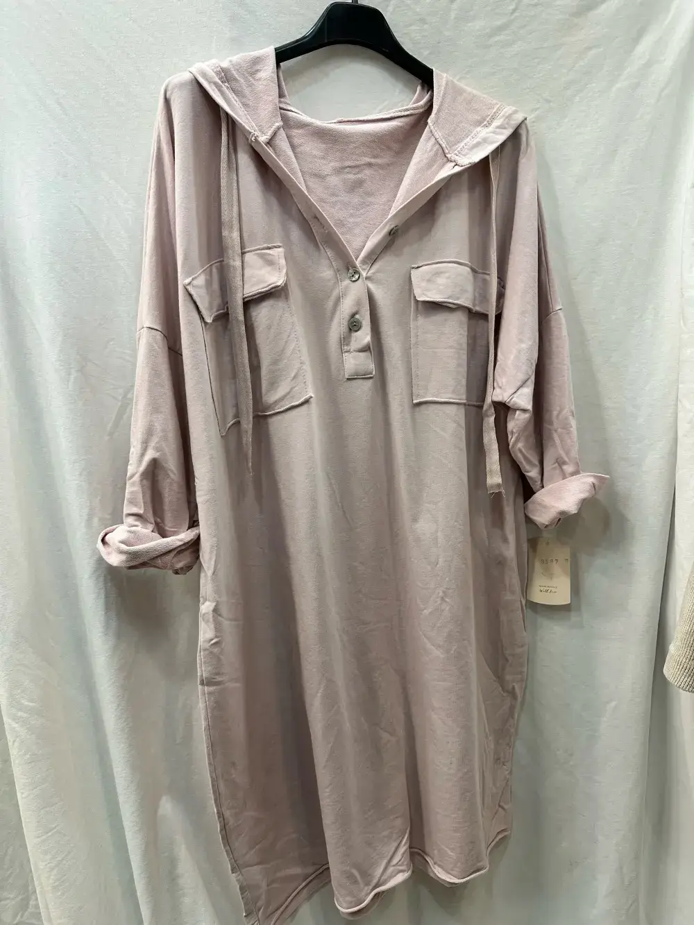 Mimi & Gogo - Wholesale Dress - Women's - Hooded sweatshirt dress with pockets @8587_RSweatsPoche14