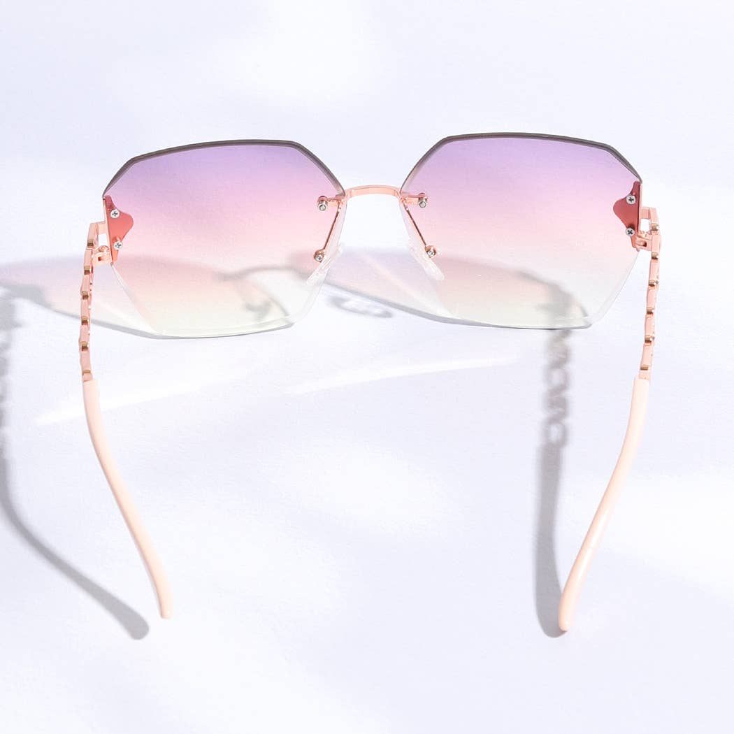  ASSORTED COLOR Hexagon Lenses Linked Design Legs Sunglasses for wholesale on Faire8