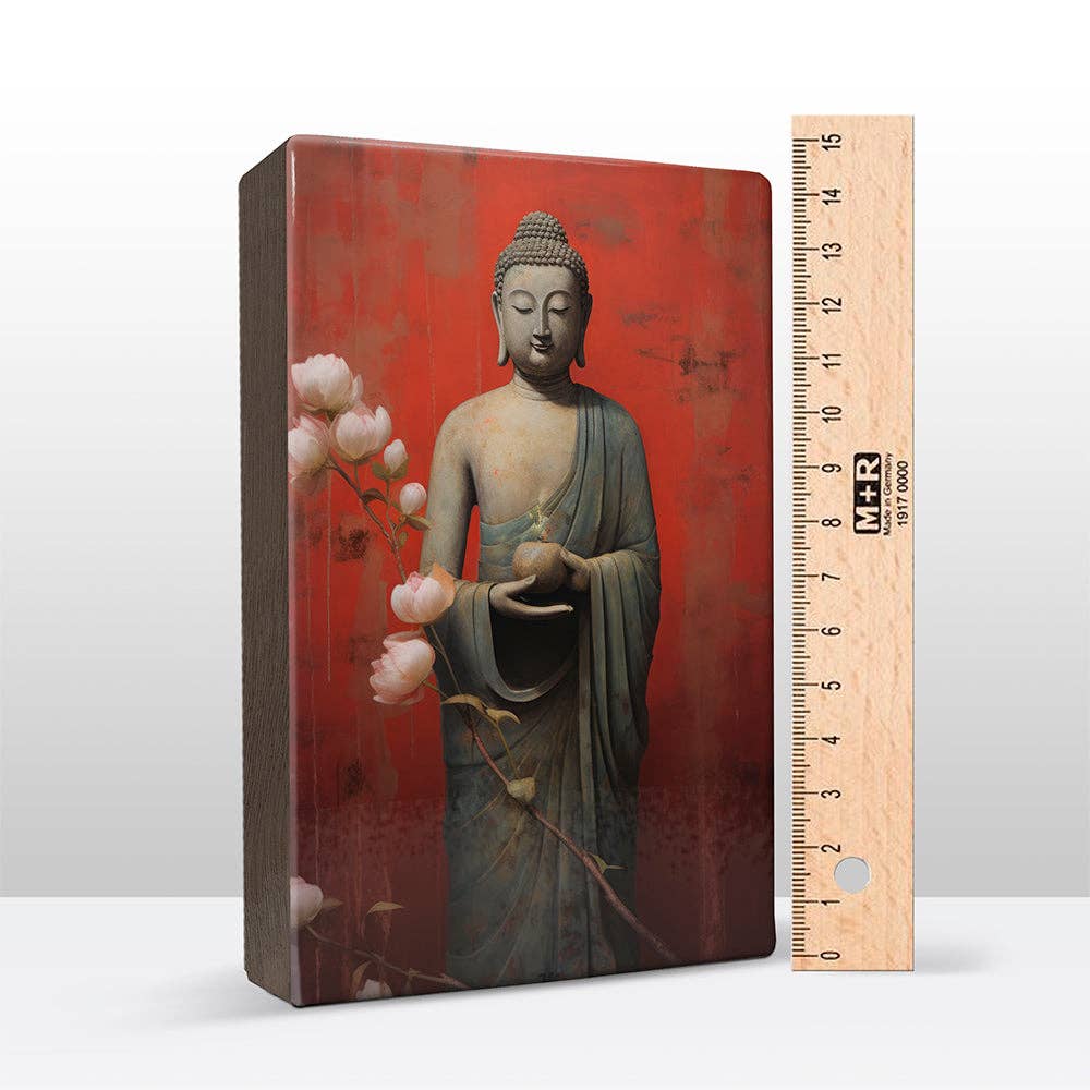 Laqueprint – wholesale Art print – Buddha with flowers - Mini Laqueprint - 9.6 x 14.7 cm - LPS5221