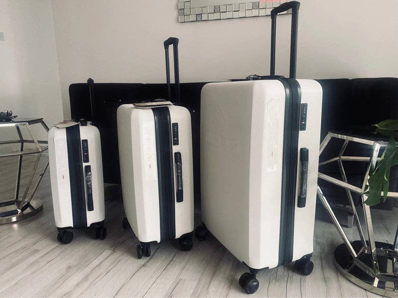 J&V TEXTILES - Wholesale Luggage - ROBERTO CAVALLI Luxury 3 Piece Luggage Set, Expandable Hard Shell Suitcases with 8 Spinner Wheels