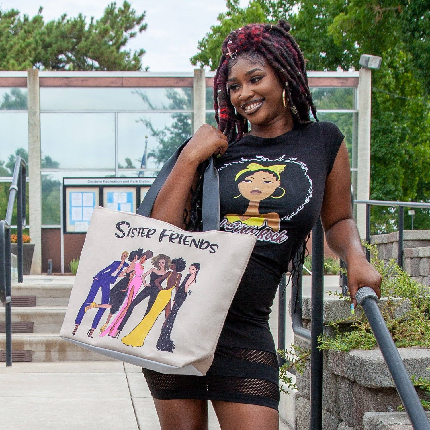 African American Expressions - Vendita all'ingrosso Borsa tote - Donna - Borsa in tela Sister Friends CHB051