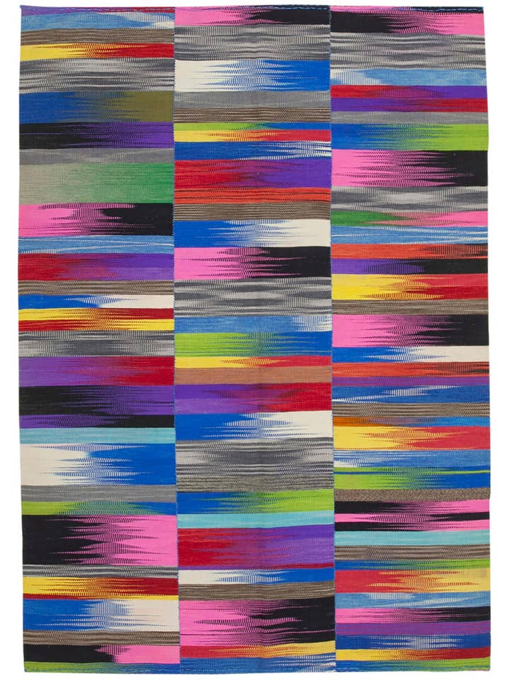 Tapete Kilim Contemporâneo Multicolor 7x10 - 21940 por atacado de RUG N CARPET