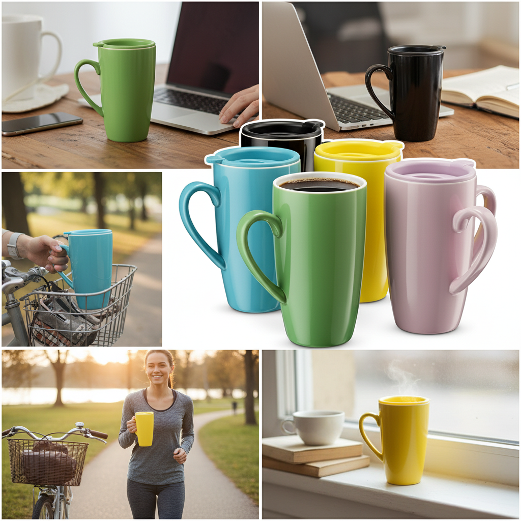 Kadra Kitchenware - Wholesale Insulated mug/tumbler - MITBAK 6-Pack 16-Oz Insulated Ceramic Travel Mugs with Lids1