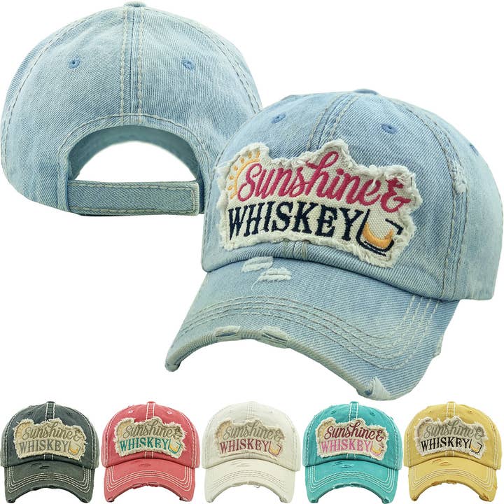 KBETHOS - Wholesale Baseball Cap - Women's - SUNSHINE & WHISKEY Washed Vintage Ballcap