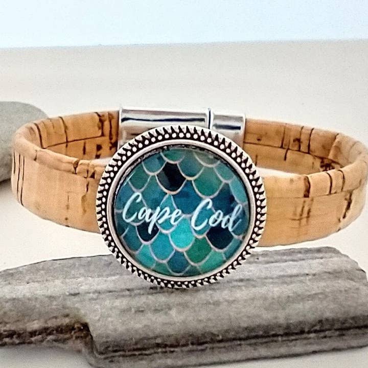 Piccadilly Pendants - Wholesale Bangle Bracelet - Nautical Cork Bracelet, Custom Images, Vegan Jewelry