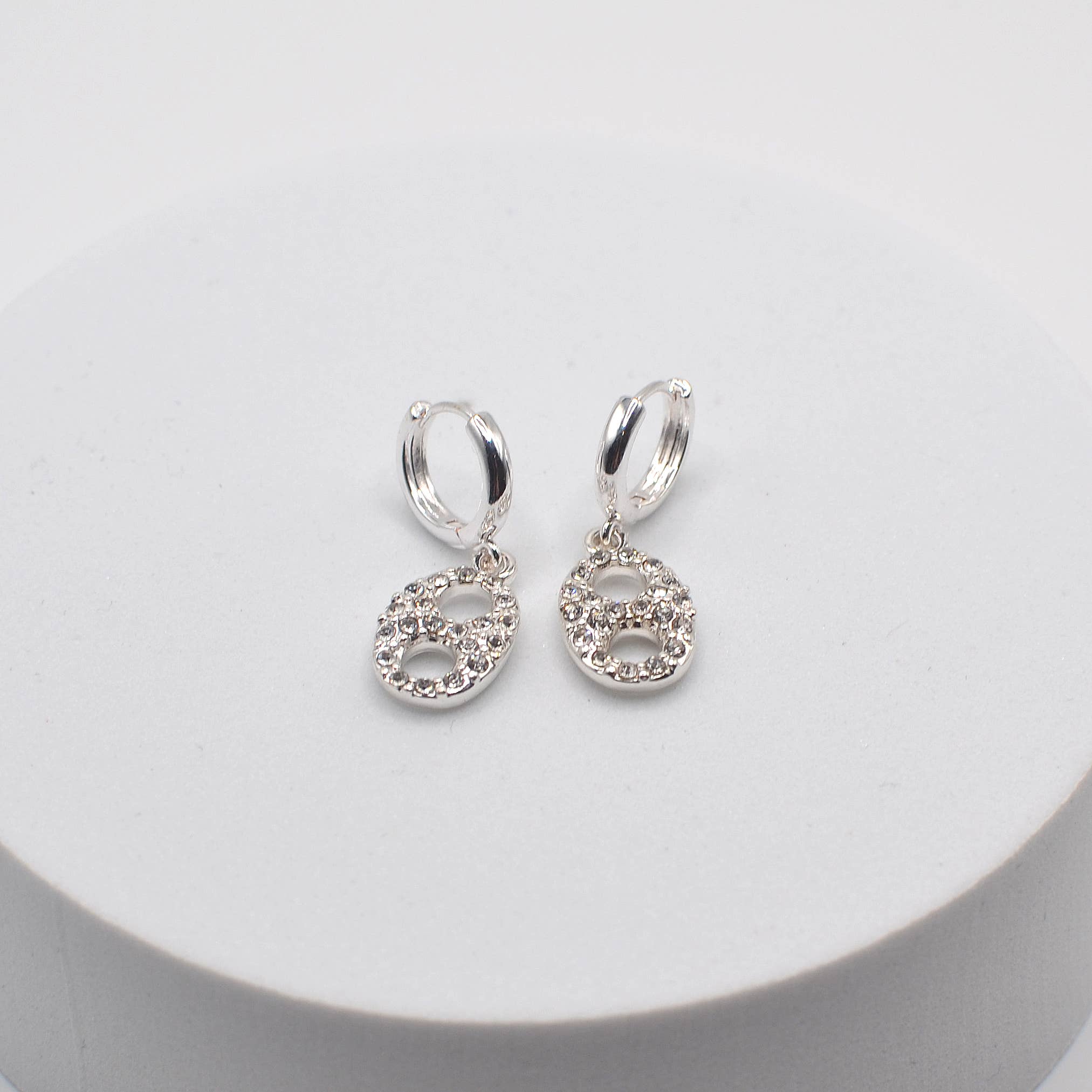 StarryNYC - Wholesale Huggie Earrings - Pig Nose Stone Huggie Earrings1