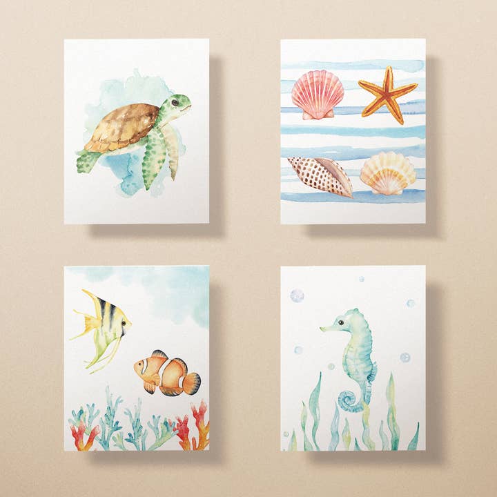 Twigs Paper - Wholesale Stationery/Notecard Set - Ocean Life Greeting Card Set | Assorted Notecards1