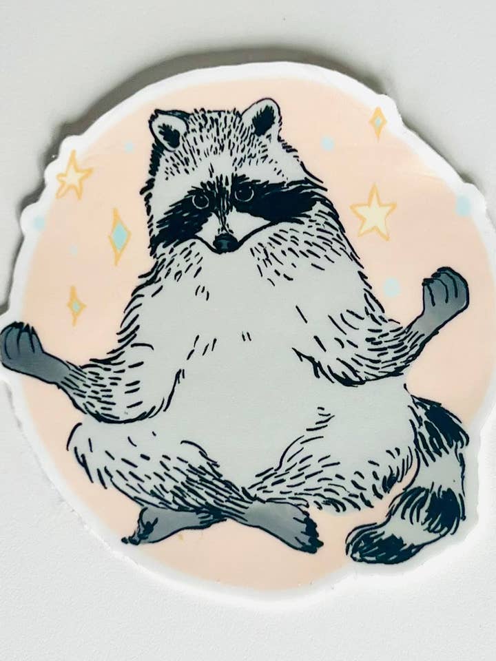 Waschbär in Frieden Aufkleber für den Großhandel von Underbrush Art