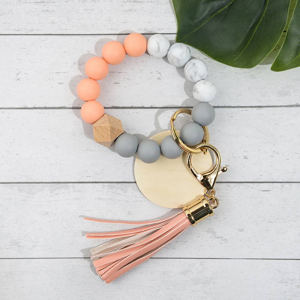 SoapElenGlen – wholesale Keychain bracelet – Silicone Beaded Fringed Keychain Wristlet3