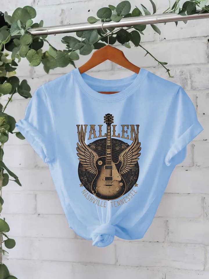 HIDDENBRAND - Wholesale T-Shirt - Women's - Southwestern Country Style Music guitar Graphic tee3