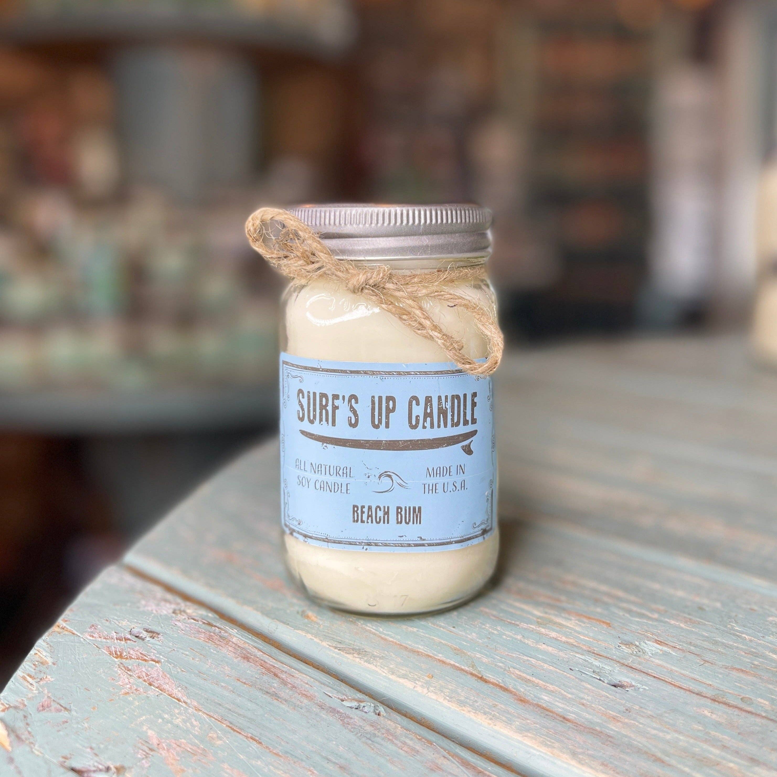 Surfs Up Candle - Wholesale Jar/Filled Candle - Beach Bum Mason Jar Candle - Original Collection1