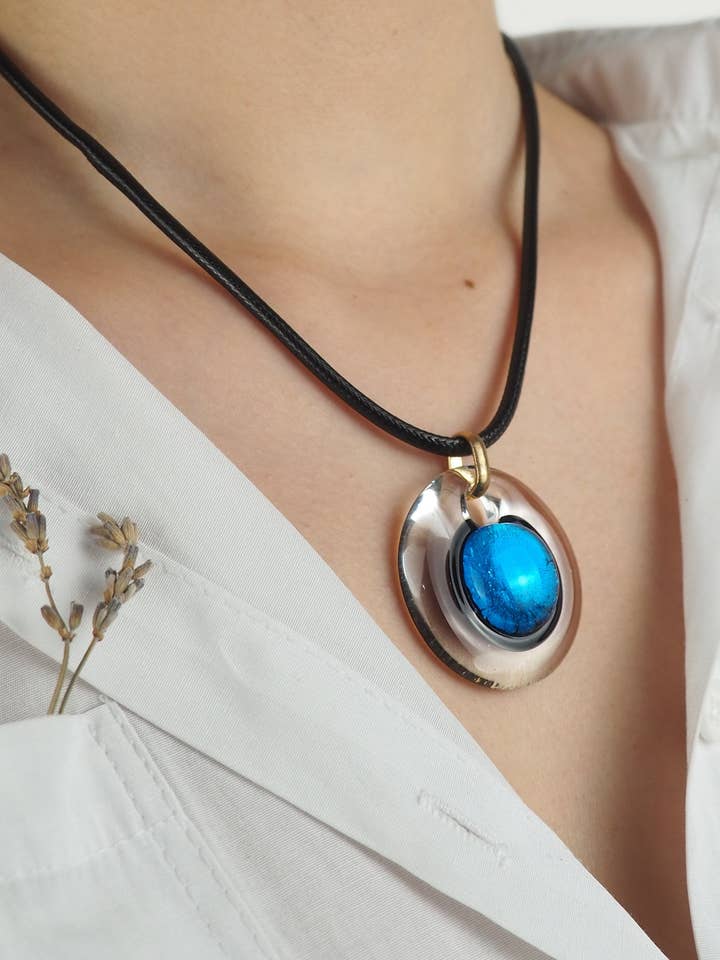 Collana Alchiba fatta a mano in vetro di Murano, Gioielli per la vendita all'ingrosso da parte di Drusilya Glass Art