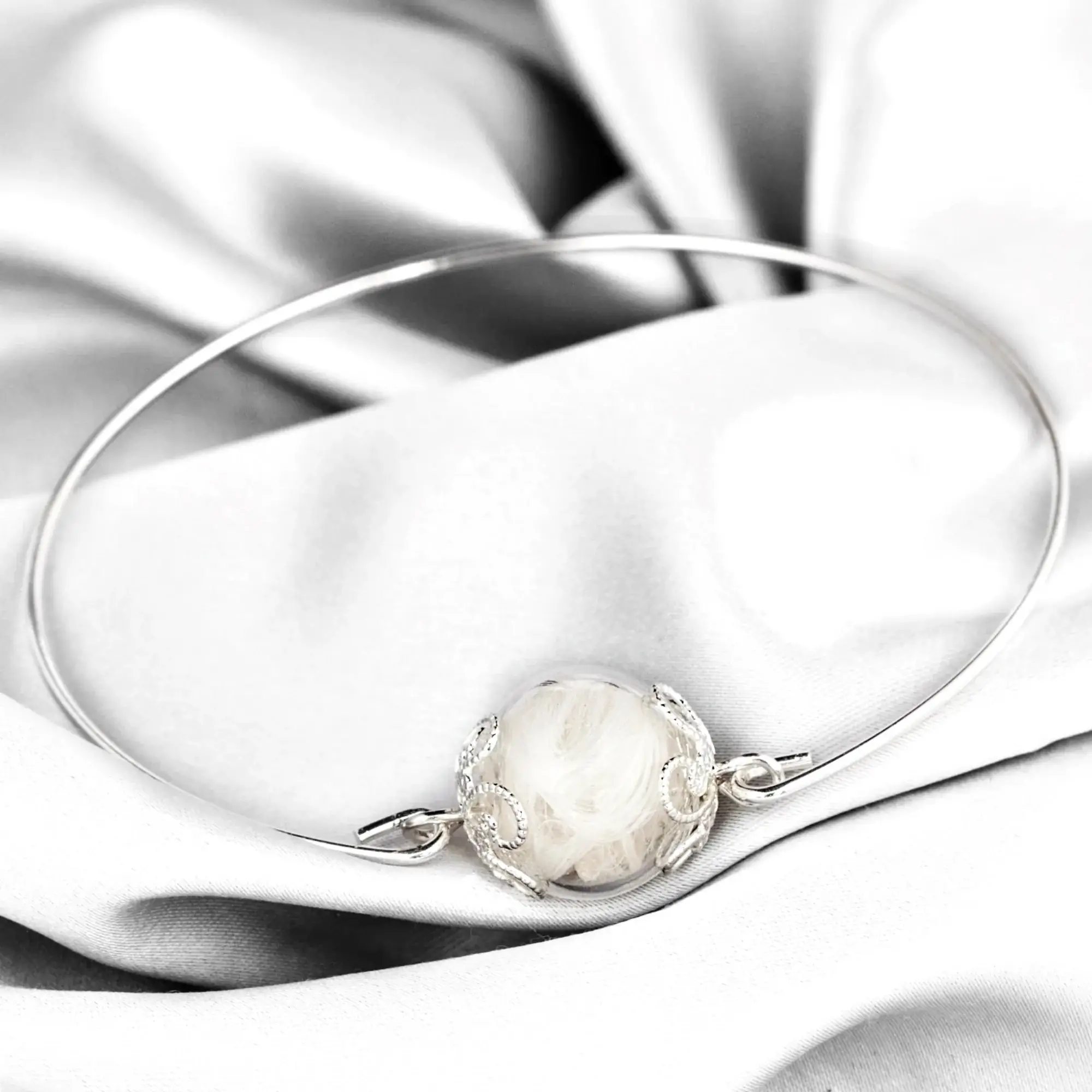 MadamLili - Vente Bracelets à breloques/pendentifs - Bracelet jonc avec vraies plumes - Bijoux Ailes d'Ange - RETARM15