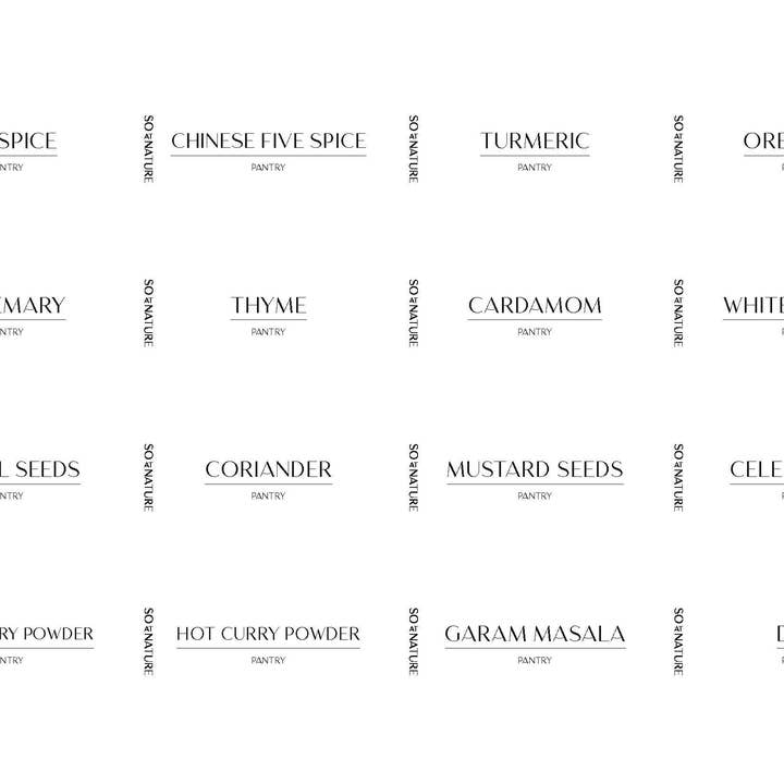 So At Nature - Wholesale Jar - Spice Jar Labels - Customisable Set of 12, 24 or 50 - So At Nature7