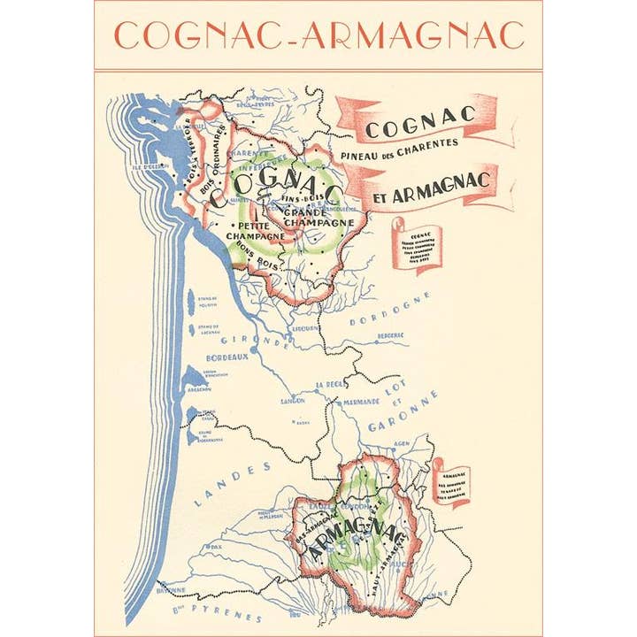 Found Image Press – wholesale Konsttryck – Konsttryck BV-191 Karta över Cognac-Armagnac-regionen