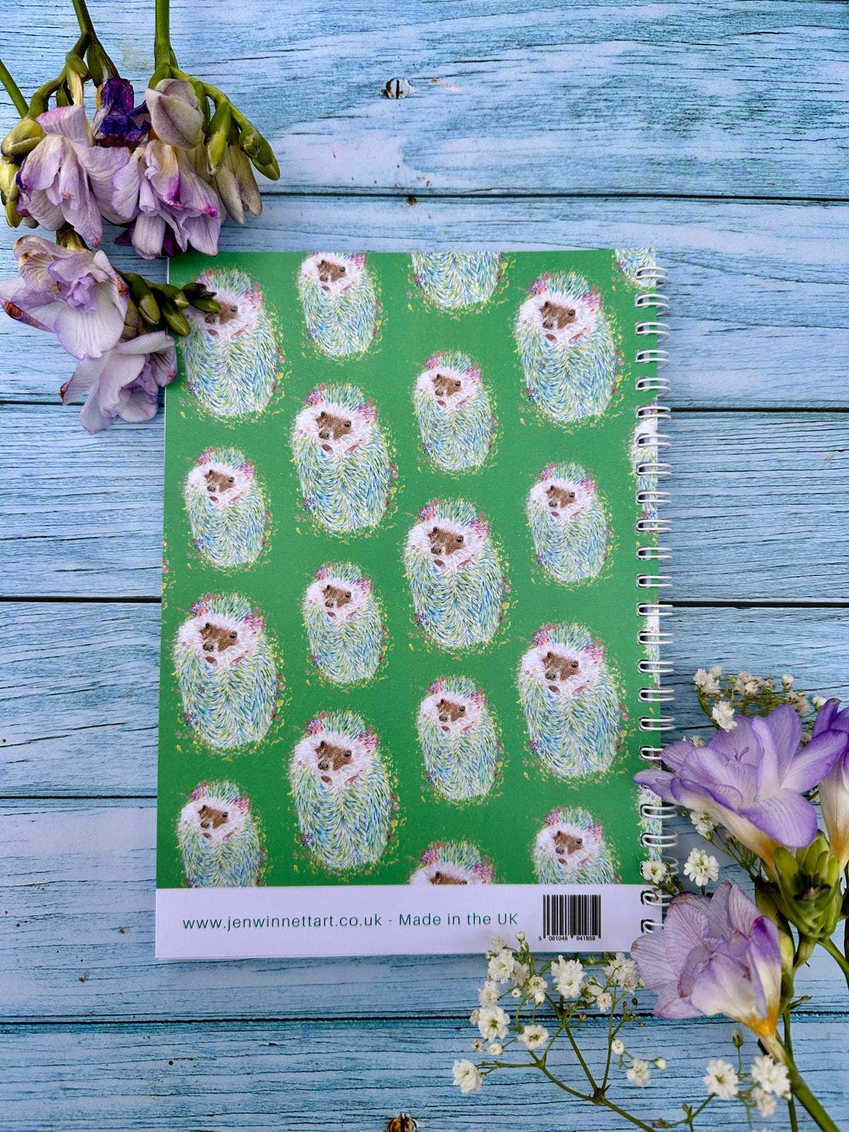 Jen Winnett Eco Artist - Wholesale Notebook - Hedgehog Lined Eco Friendly A5 Notebook UK Made Cute Notepad1