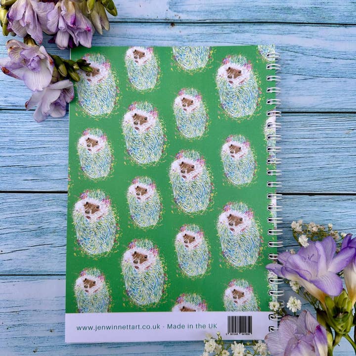 Jen Winnett Eco Artist - Wholesale Notebook - Hedgehog Lined Eco Friendly A5 Notebook UK Made Cute Notepad1