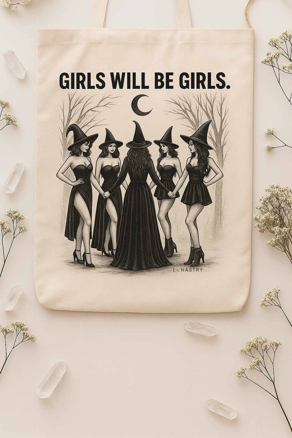 Lunastry - Wholesale Tote Bag - Women's - Girls Will Be Girls Modern Witch Tote Bag