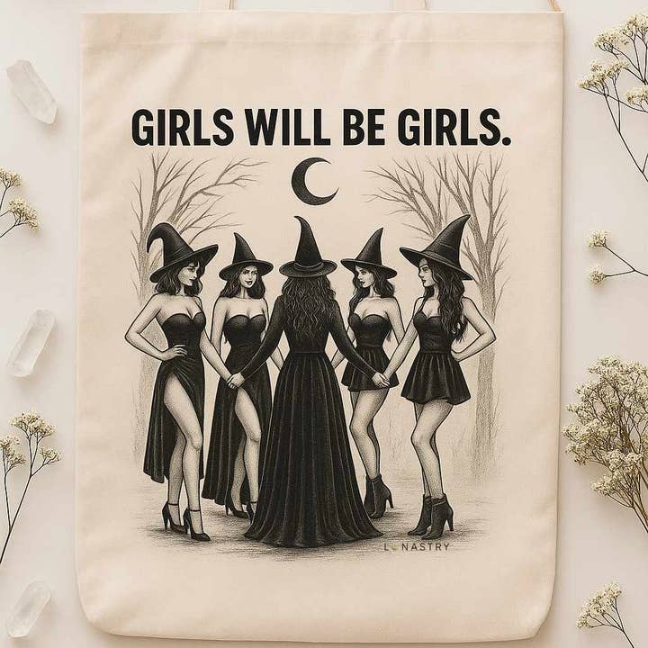 Lunastry - Wholesale Tote Bag - Women's - Girls Will Be Girls Modern Witch Tote Bag0