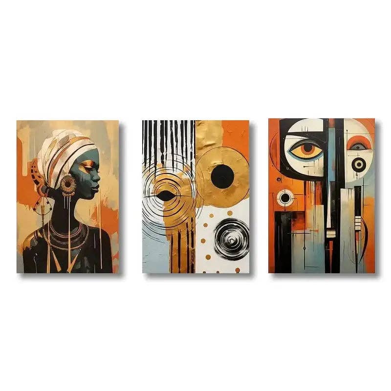 Decorbites - Wholesale Gallery Wall Set - African abstract purple floral wall art set living room decor1