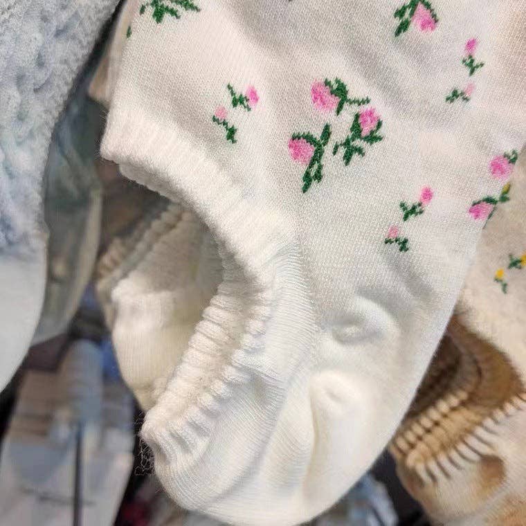 Sweetkama - Vente Chaussettes – femme - Chaussettes Bateau Tricotées à Petites Fleurs pour Femmes SKAS500226