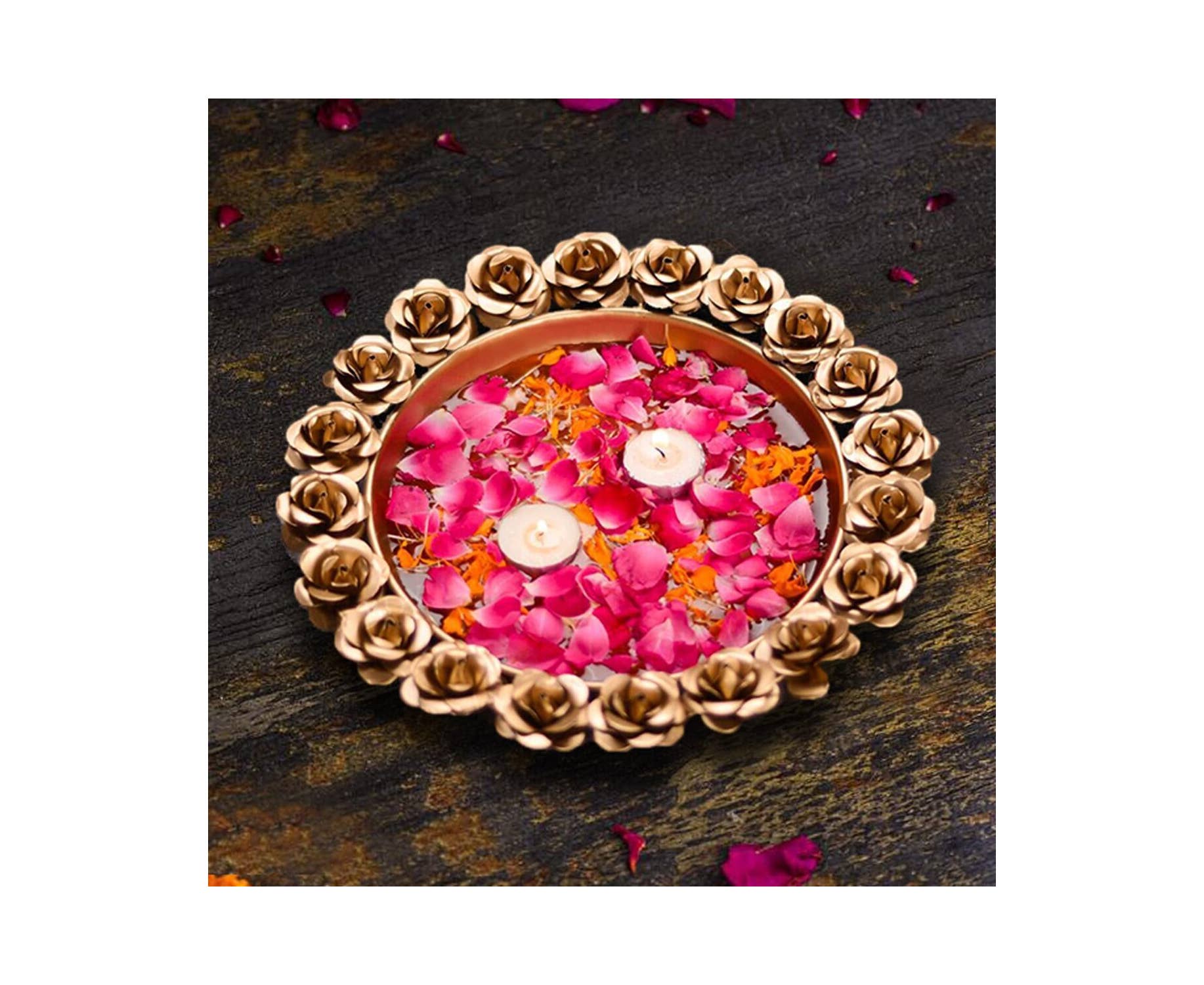 Anuna Enterprises LLC - Wholesale Candle Holder - Handmade Rose Urli Bowl for Home/Diwali Decoration Items 2