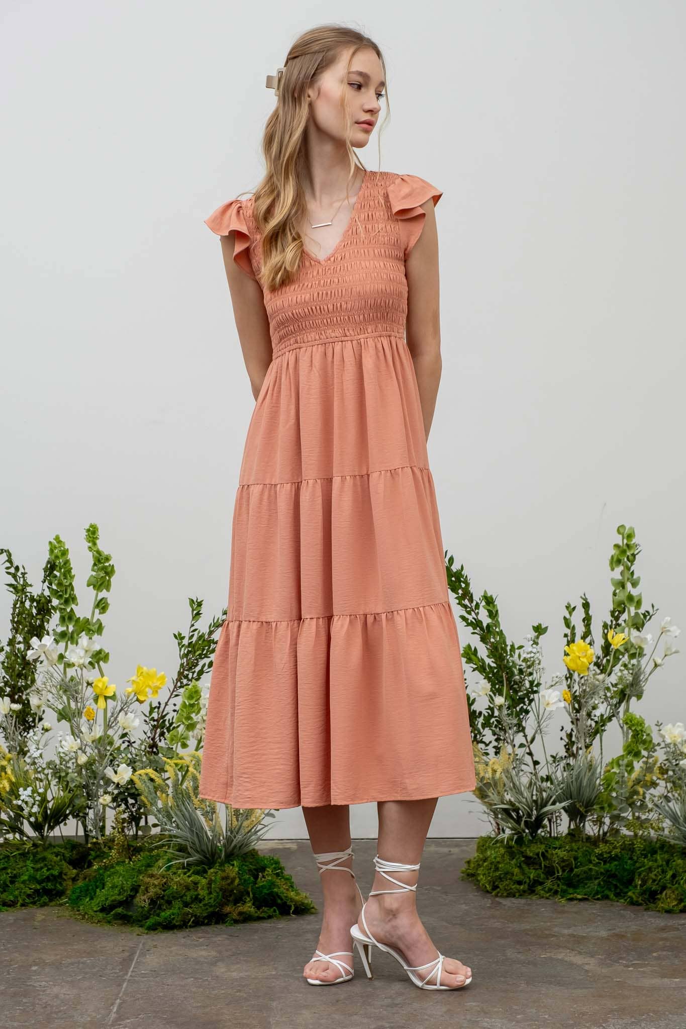 Blu Pepper - Wholesale Dress - Women's - FLUTTER SLEEVE MAXI DRESS43